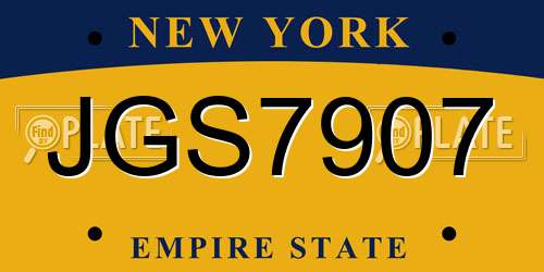 JGS7907 New York License Plate