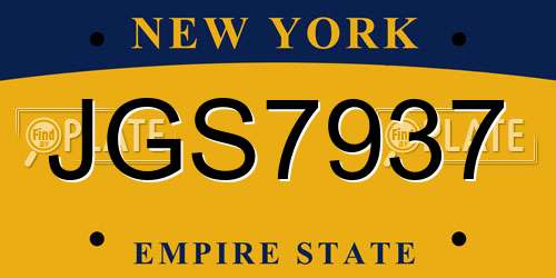 JGS7937 New York License Plate