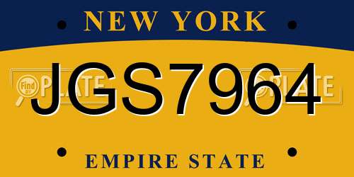 JGS7964 New York License Plate