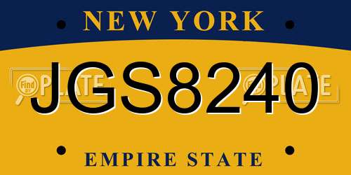JGS8240 New York License Plate