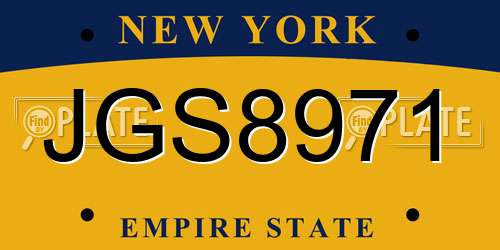JGS8971 New York License Plate