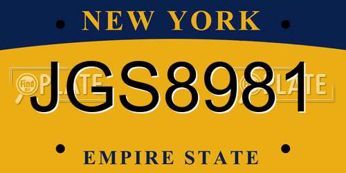 JGS8981 New York License Plate