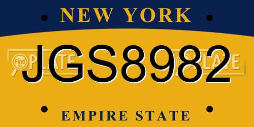 JGS8982 New York License Plate