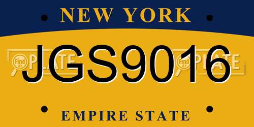 JGS9016 New York License Plate