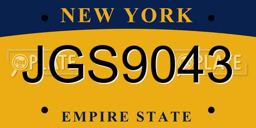 JGS9043 New York License Plate