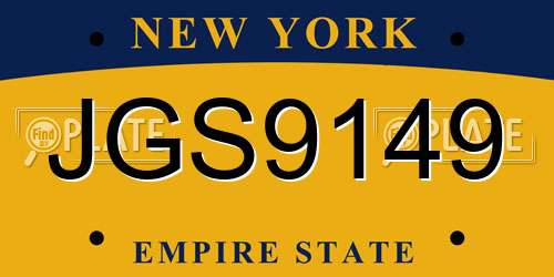 JGS9149 New York License Plate