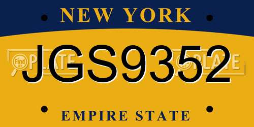 JGS9352 New York License Plate