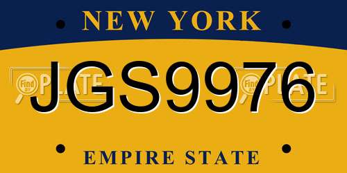 JGS9976 New York License Plate