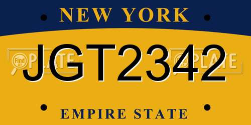 JGT2342 New York License Plate