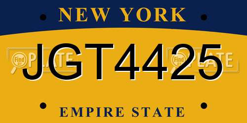 JGT4425 New York License Plate