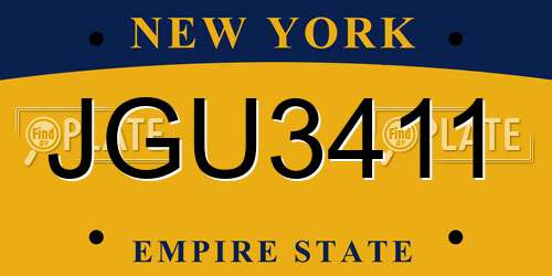 JGU3411 New York License Plate