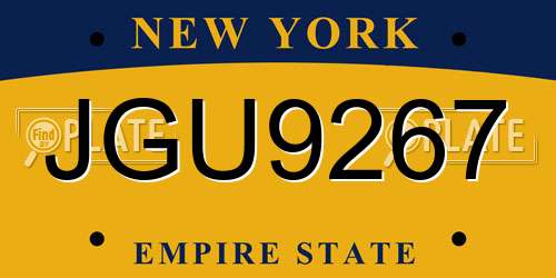 JGU9267 New York License Plate