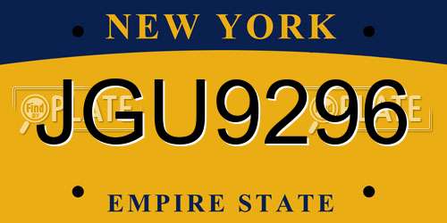 JGU9296 New York License Plate