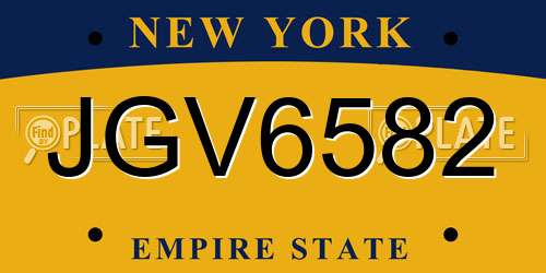 JGV6582 New York License Plate