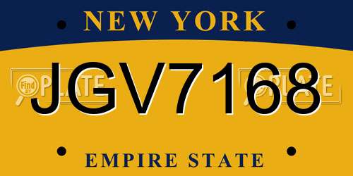 JGV7168 New York License Plate