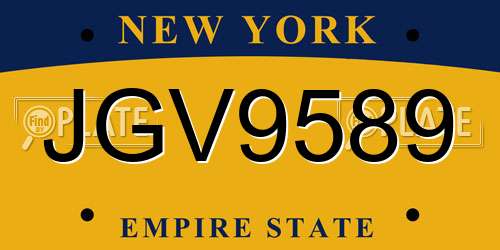 JGV9589 New York License Plate