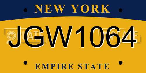 JGW1064 New York License Plate