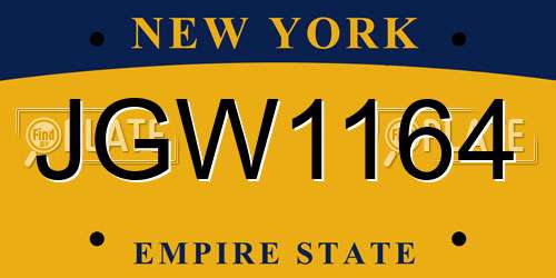JGW1164 New York License Plate