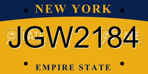 JGW2184 New York License Plate