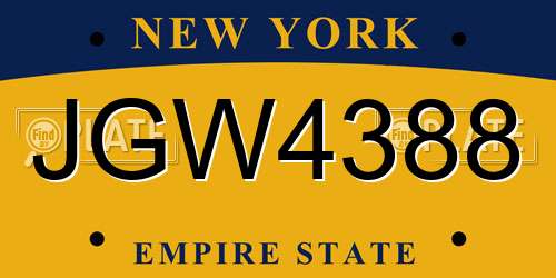 JGW4388 New York License Plate