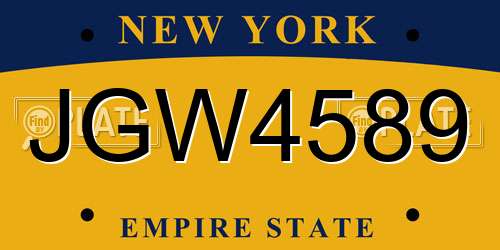 JGW4589 New York License Plate
