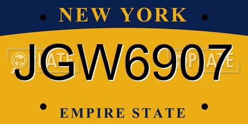 JGW6907 New York License Plate