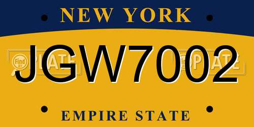 JGW7002 New York License Plate