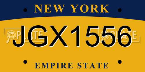 JGX1556 New York License Plate