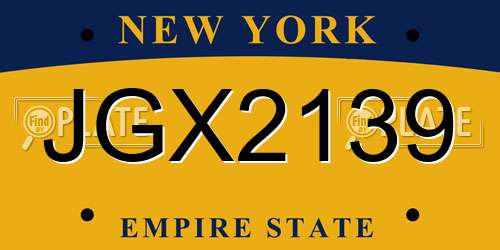 JGX2139 New York License Plate