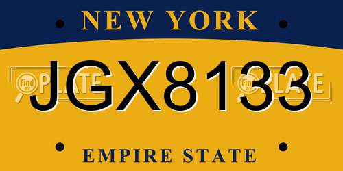 JGX8133 New York License Plate