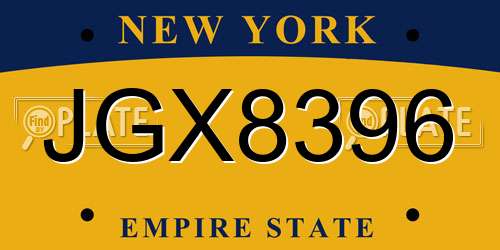 JGX8396 New York License Plate
