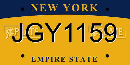 JGY1159 New York License Plate