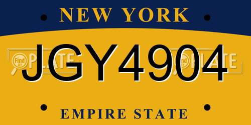 JGY4904 New York License Plate