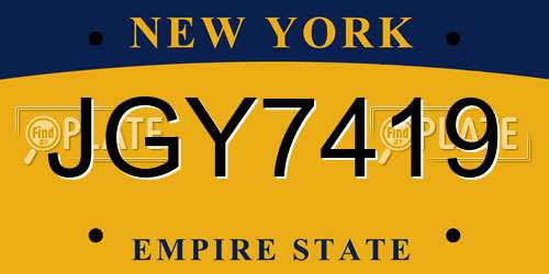 JGY7419 New York License Plate