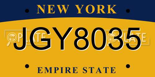 JGY8035 New York License Plate