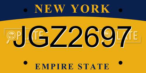 JGZ2697 New York License Plate