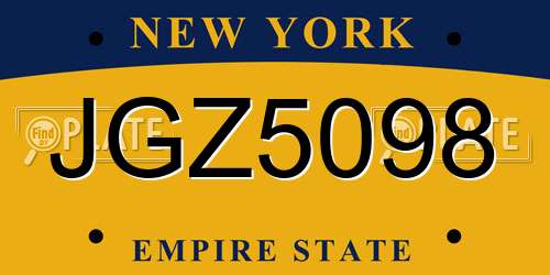 JGZ5098 New York License Plate