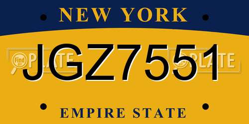 JGZ7551 New York License Plate