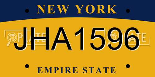JHA1596 New York License Plate