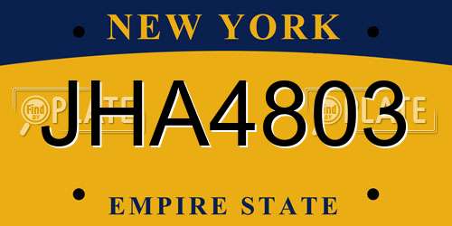 JHA4803 New York License Plate