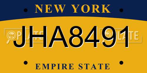 JHA8491 New York License Plate