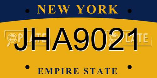 JHA9021 New York License Plate