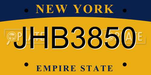 JHB3850 New York License Plate