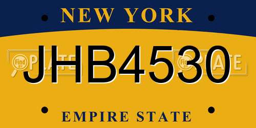 JHB4530 New York License Plate