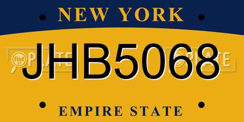 JHB5068 New York License Plate