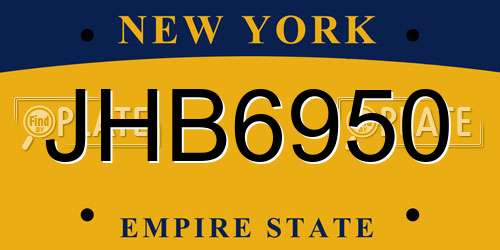 JHB6950 New York License Plate