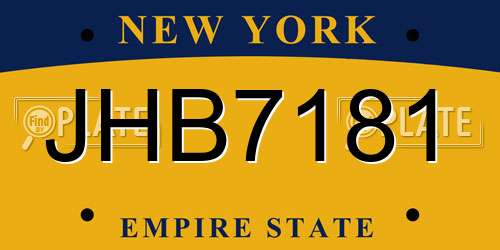JHB7181 New York License Plate