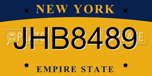 JHB8489 New York License Plate