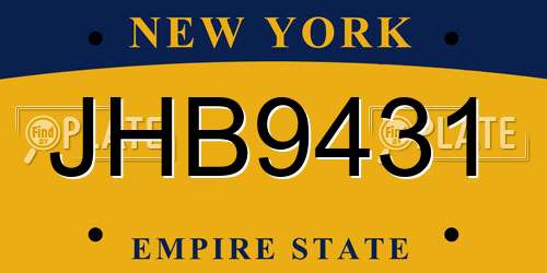 JHB9431 New York License Plate