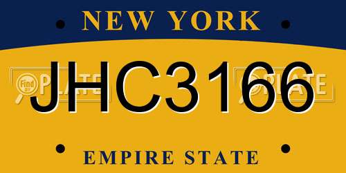 JHC3166 New York License Plate